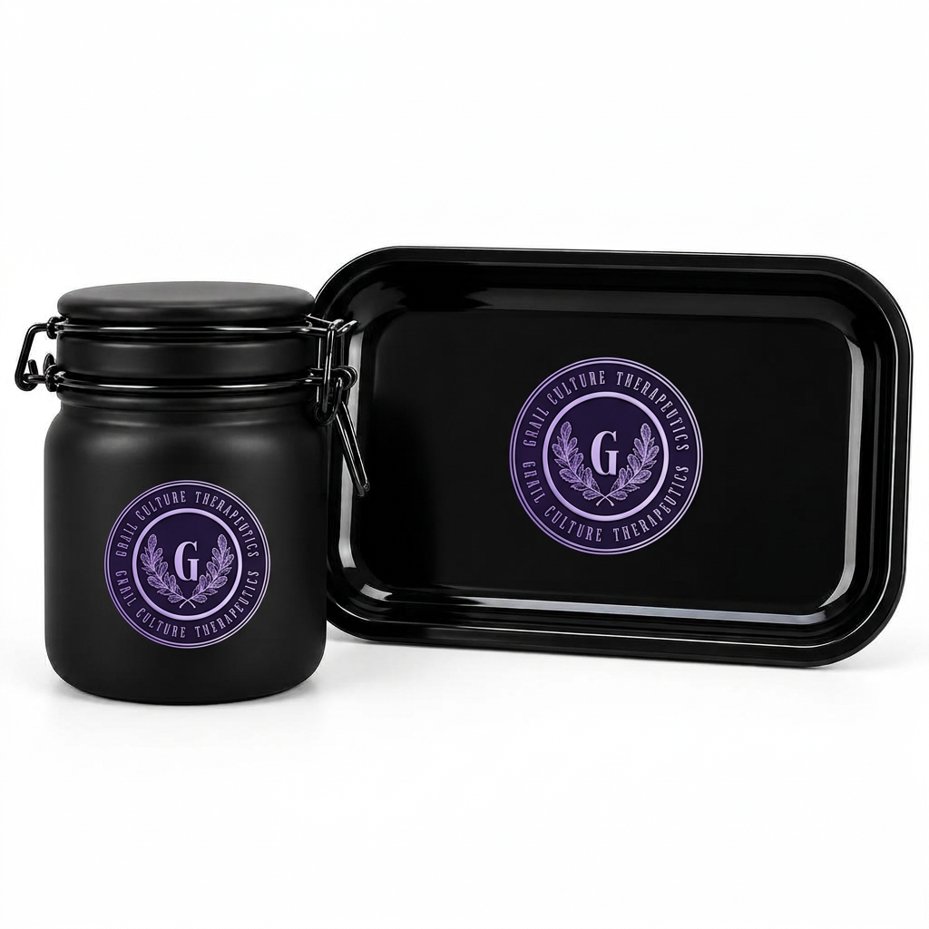 Premium black cannabis grinder and glass accessories