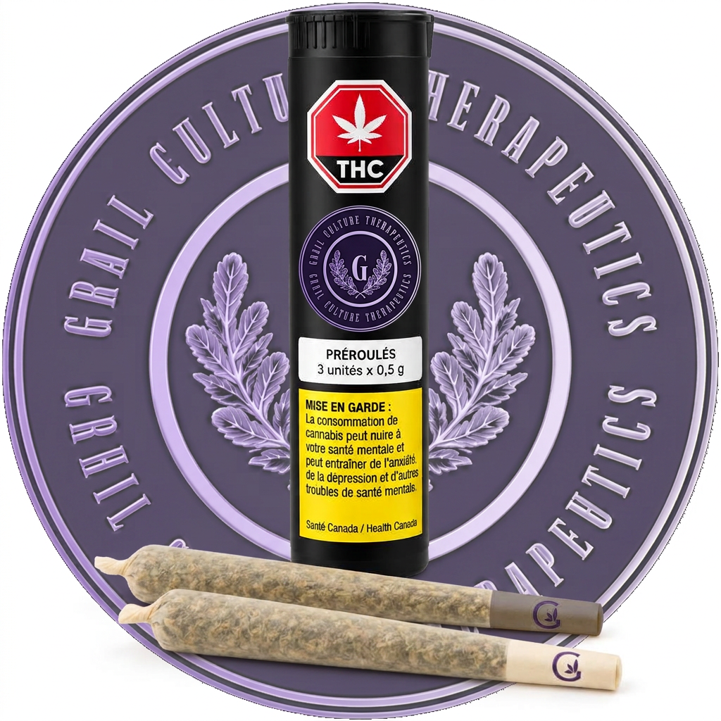 Premium cannabis pre-rolled joints on a dark surface