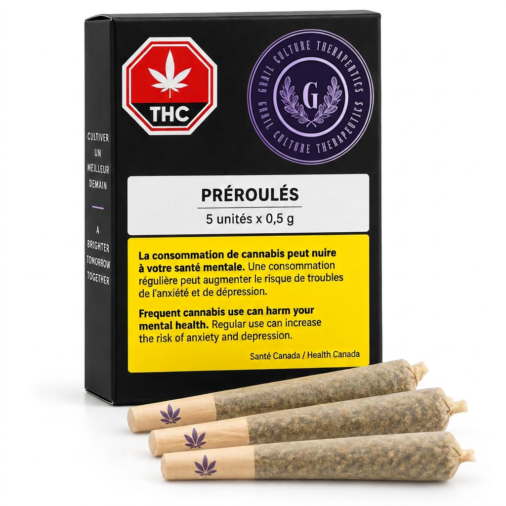 Premium cannabis pre-rolled joints on a dark surface