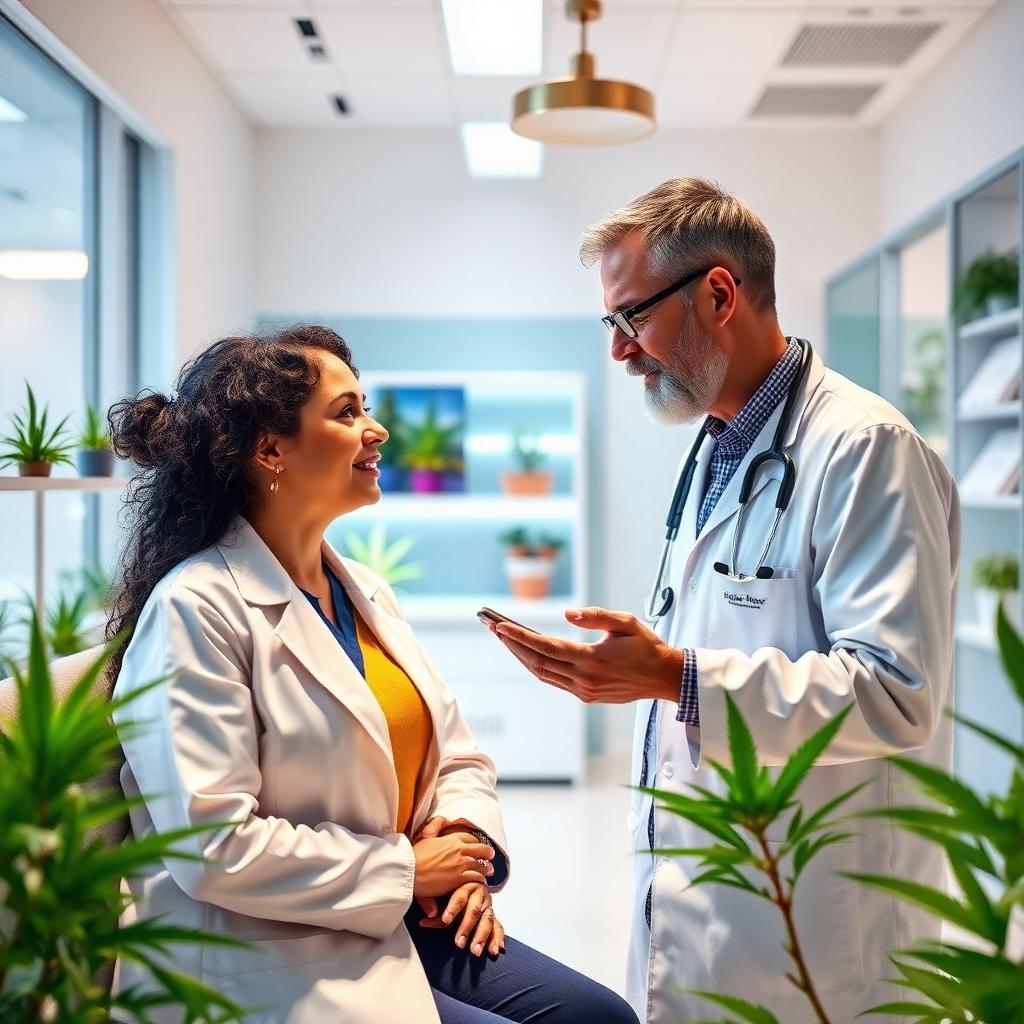 Doctor consulting a patient in a bright clinic